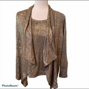 Women’s Ruby Rd Gold Brushed Foil Twinset Size MP